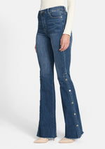 Tall Celina Snap Button Flare Jeans | Alloy Apparel